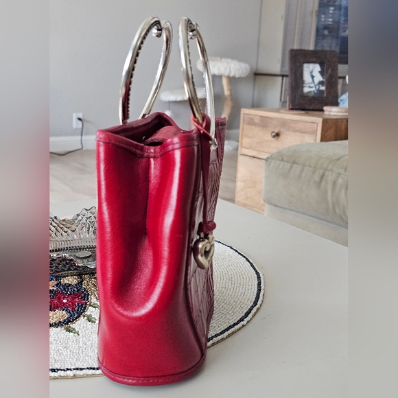 Brighton Red Croc-Embossed Heart Handle Bag - Picture 3 of 7